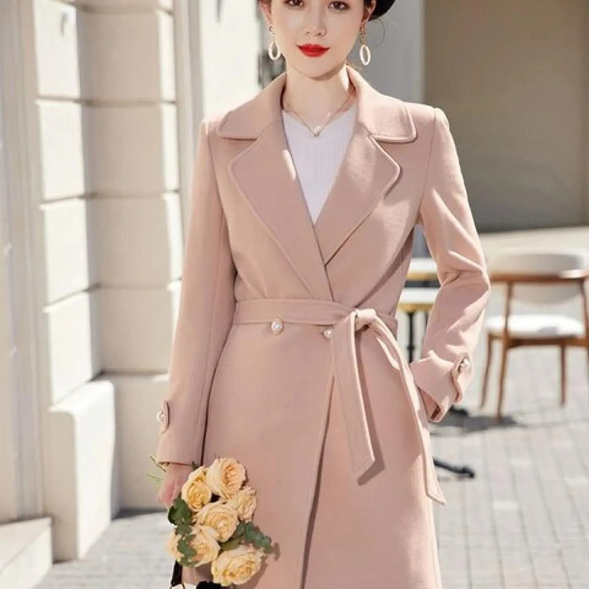 Blazer da donna autunno inverno donna rosa kaki nero beige femminile manica lunga solido giacca casual con blazer cintura