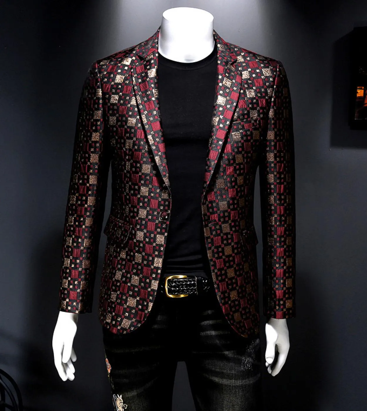 Blazer verde argento bordeaux Giacca da abito casual Blazer a griglia in stile inglese Masculino Slim Fit Party Wedding Tern