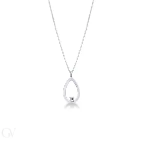Collana in oro bianco 18k con goccia e diamante