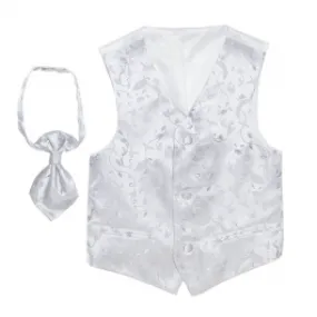 Gilet bambino grigio chiaro con plastron, con Jacquard intessuto
