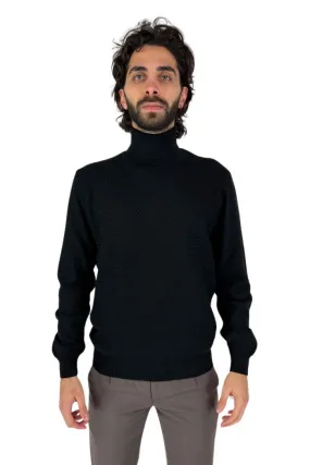 Luca Bertelli dolcevita in misto lana con lavorazioni m51501