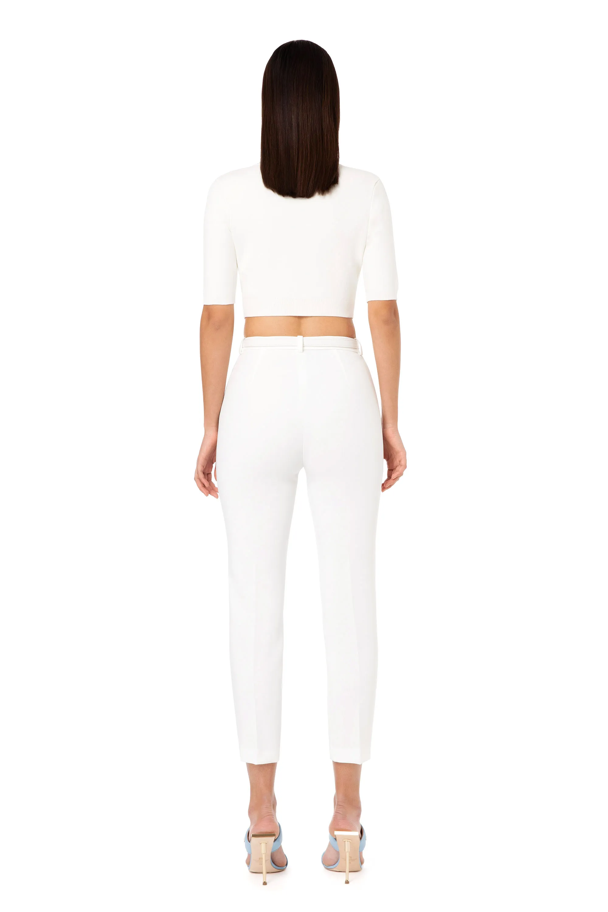 Pantalone affusolato con inserti in pizzo