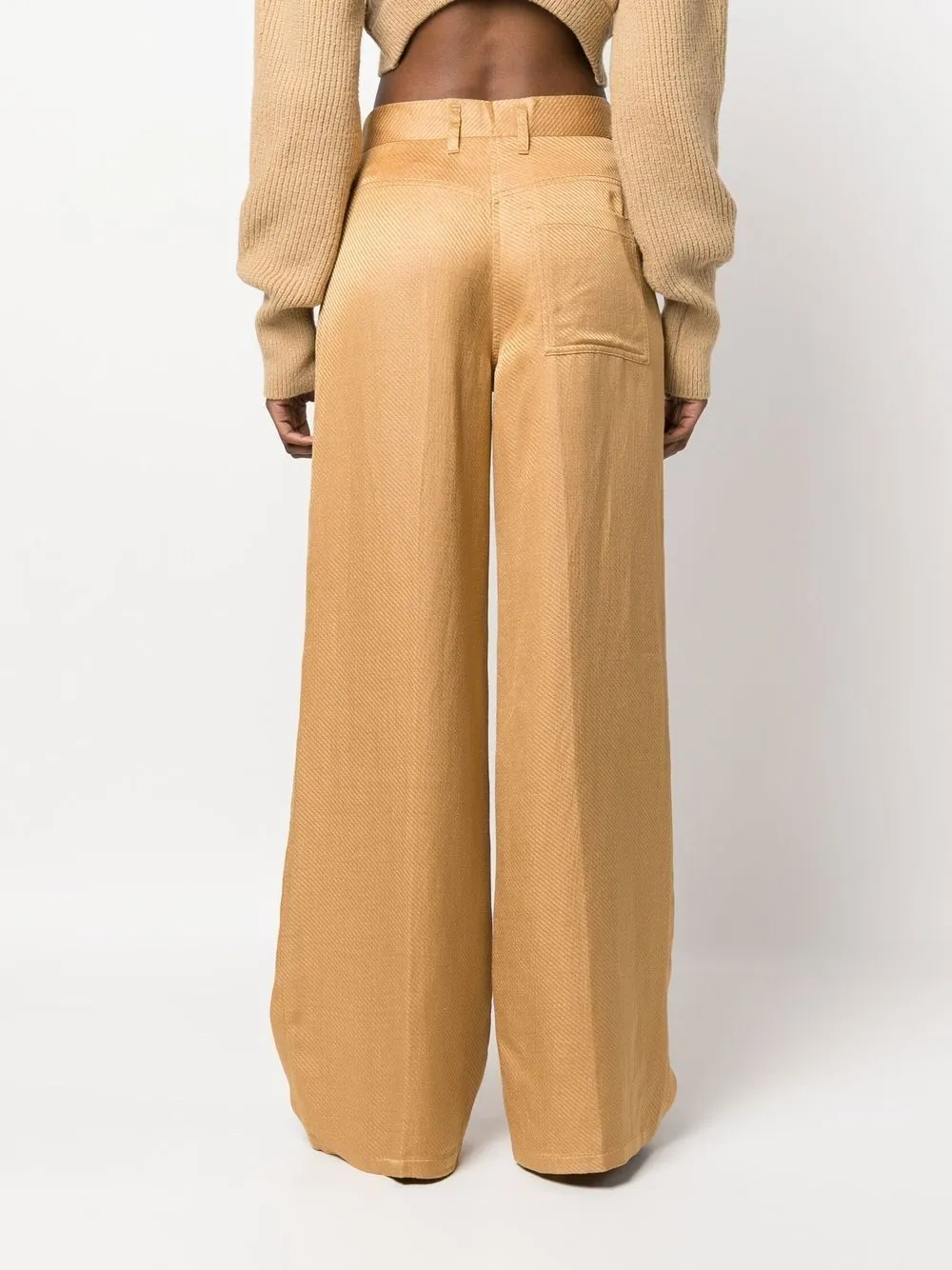 Pantaloni a gamba ampia a vita alta in giallo - donna