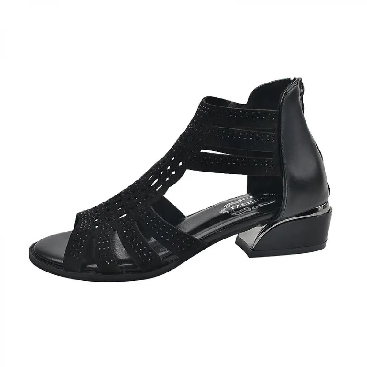Sandali da donna 2023 Estate Scarpe Taglie Forti Punk Open Toe Tacco grosso Sandali Gladiatore da donna Retro Tacco basso Donna